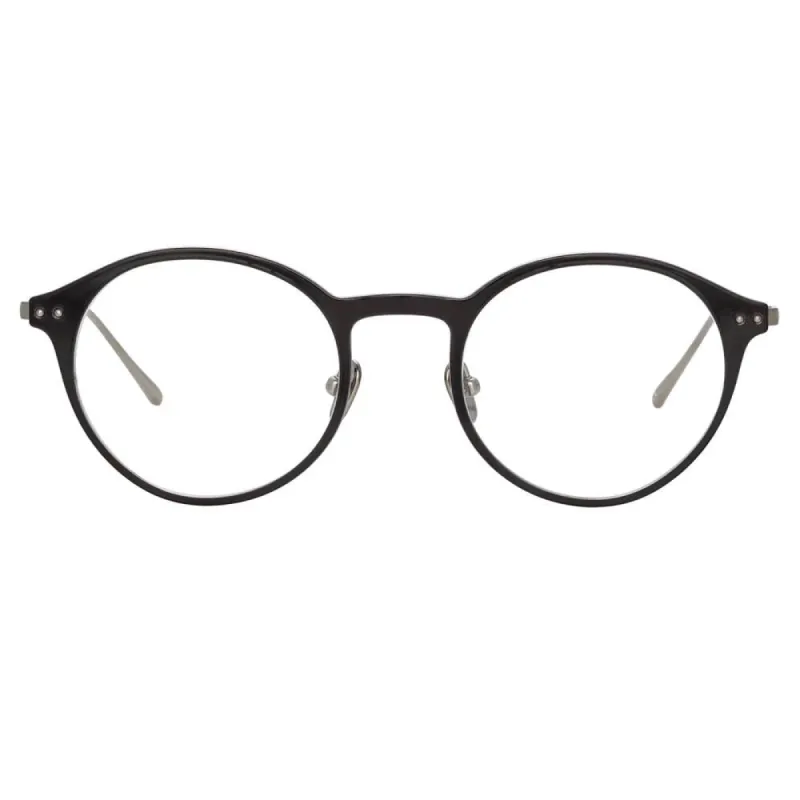 Lee Oval Optical Frame in Black sold by Linda Farrow