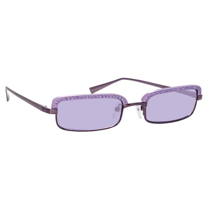 The Attico Dana Rectangular Sunglasses in Purple sold by Linda Farrow
