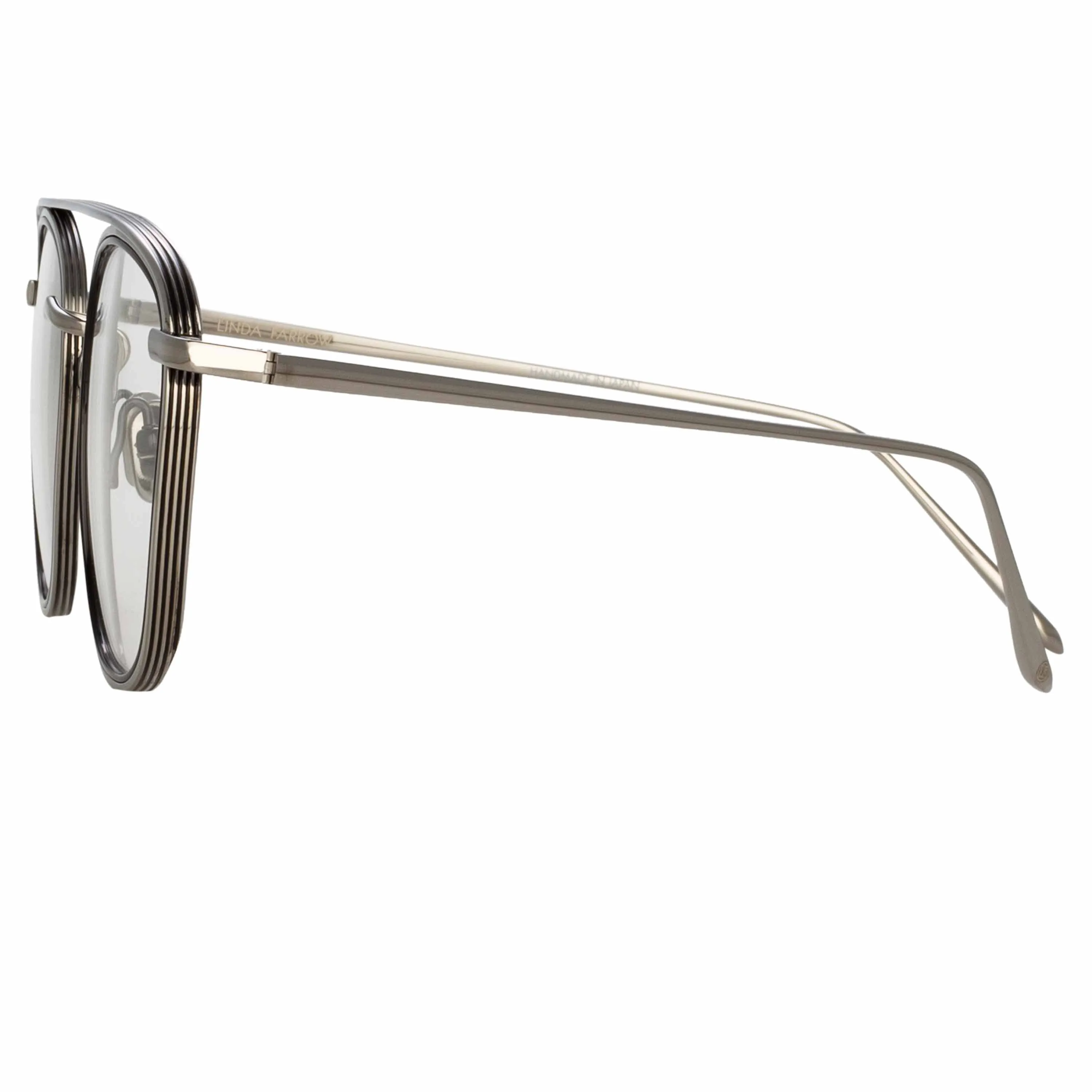 Clark Aviator Optical Frame in White Gold and Black sold by Linda Farrow product image thumbnail 3