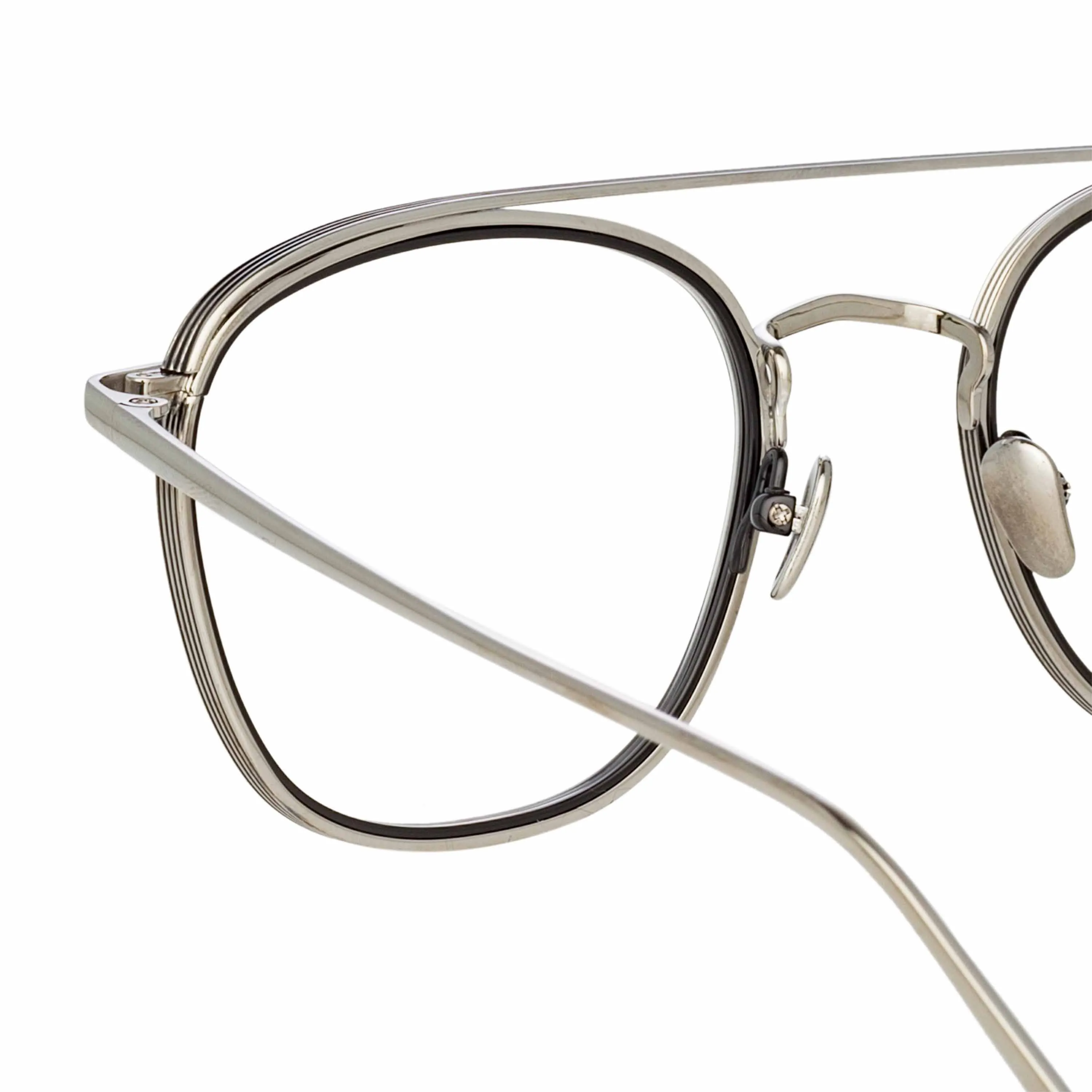 Clark Aviator Optical Frame in White Gold and Black sold by Linda Farrow product image thumbnail 4