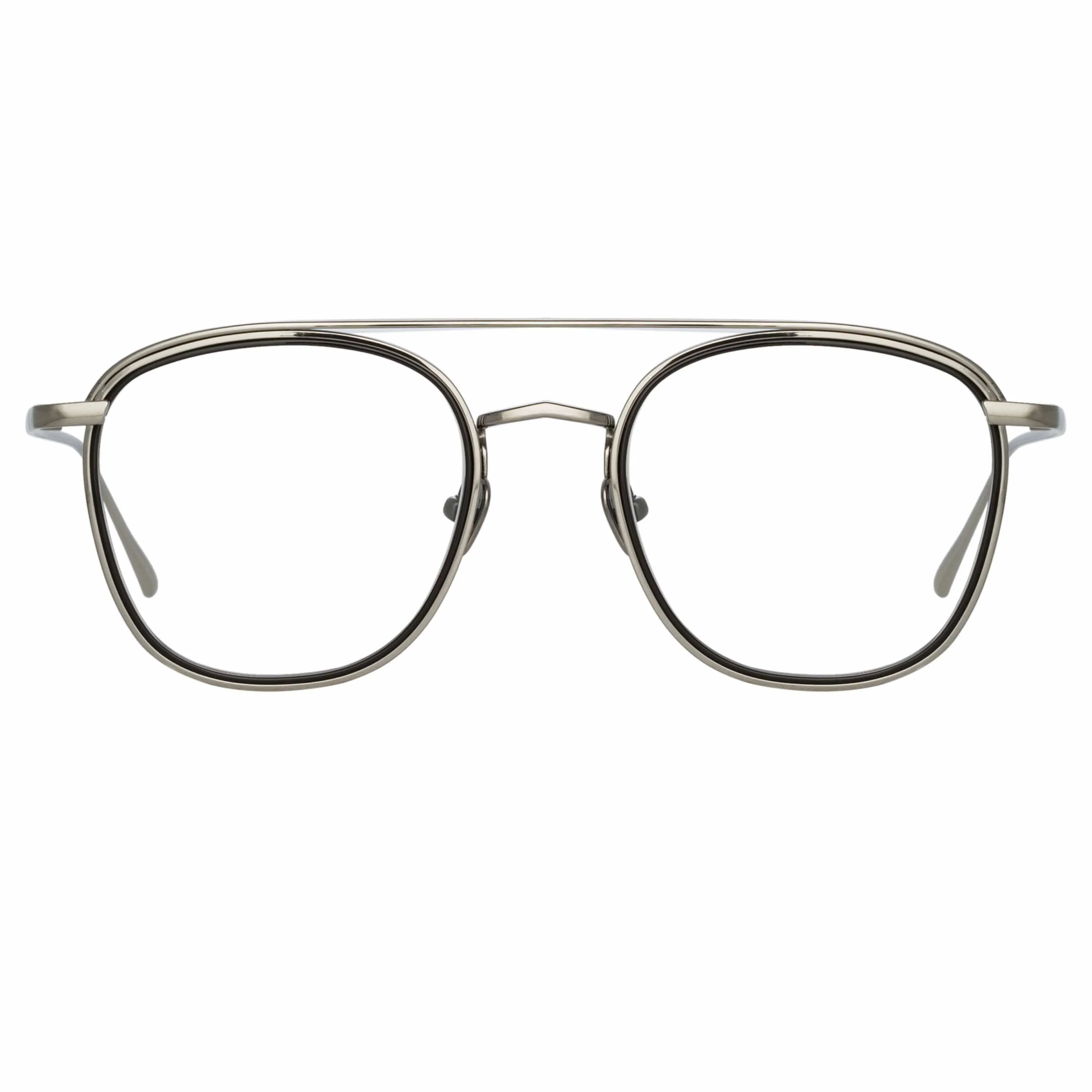 Clark Aviator Optical Frame in White Gold and Black sold by Linda Farrow product image thumbnail 2