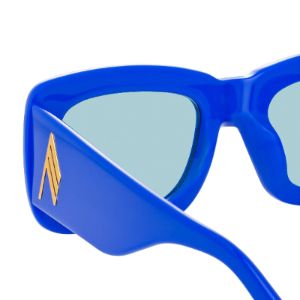The Attico Marfa Rectangular Sunglasses in Electric Blue sold by Linda Farrow