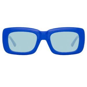 The Attico Marfa Rectangular Sunglasses in Electric Blue sold by Linda Farrow