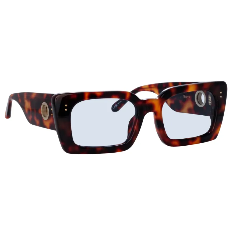 Nieve Rectangular Sunglasses in Tortoiseshell and Blue sold by Linda Farrow