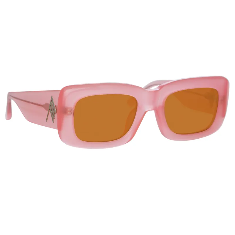 The Attico Marfa Rectangular Sunglasses in Pink sold by Linda Farrow