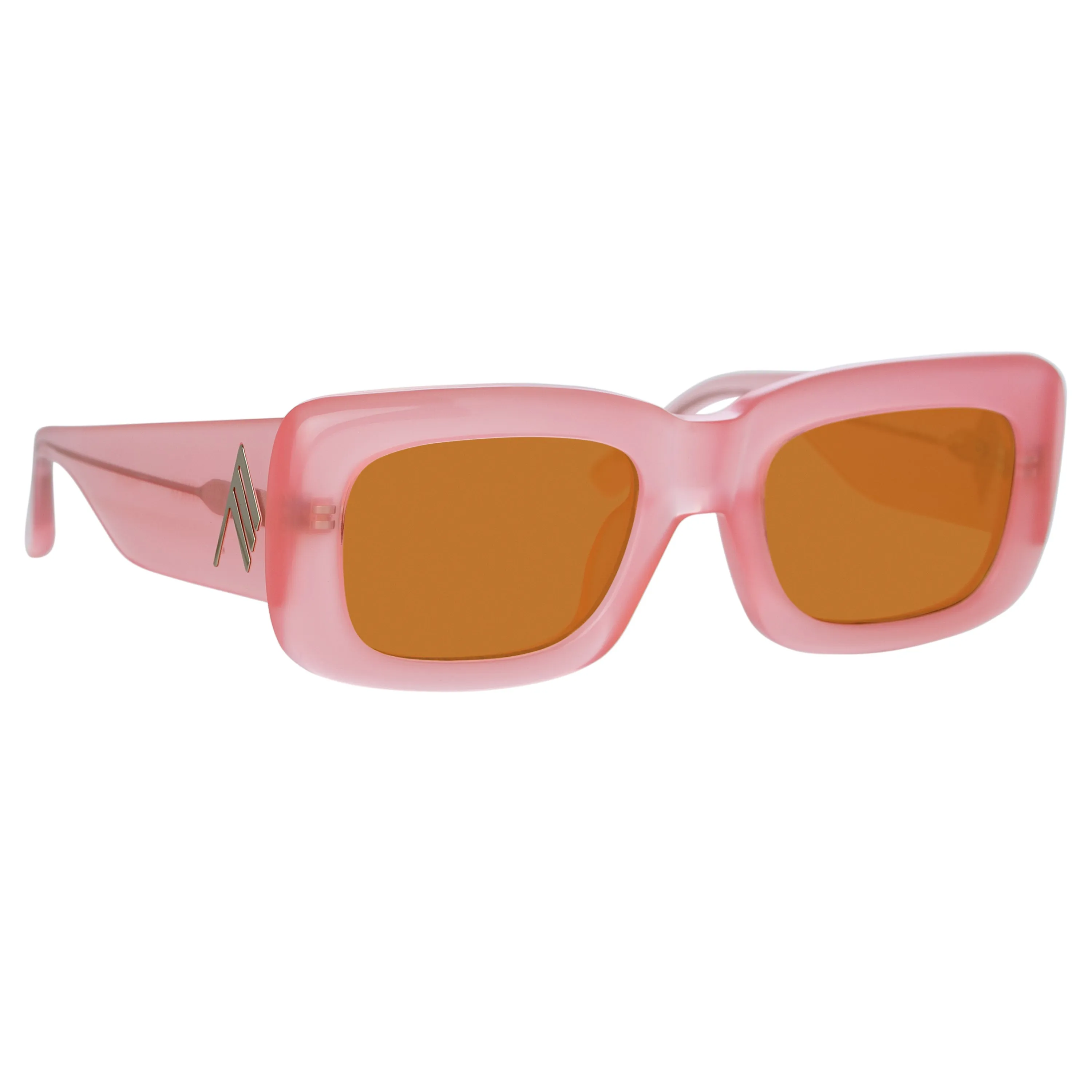 The Attico Marfa Rectangular Sunglasses in Pink sold by Linda Farrow