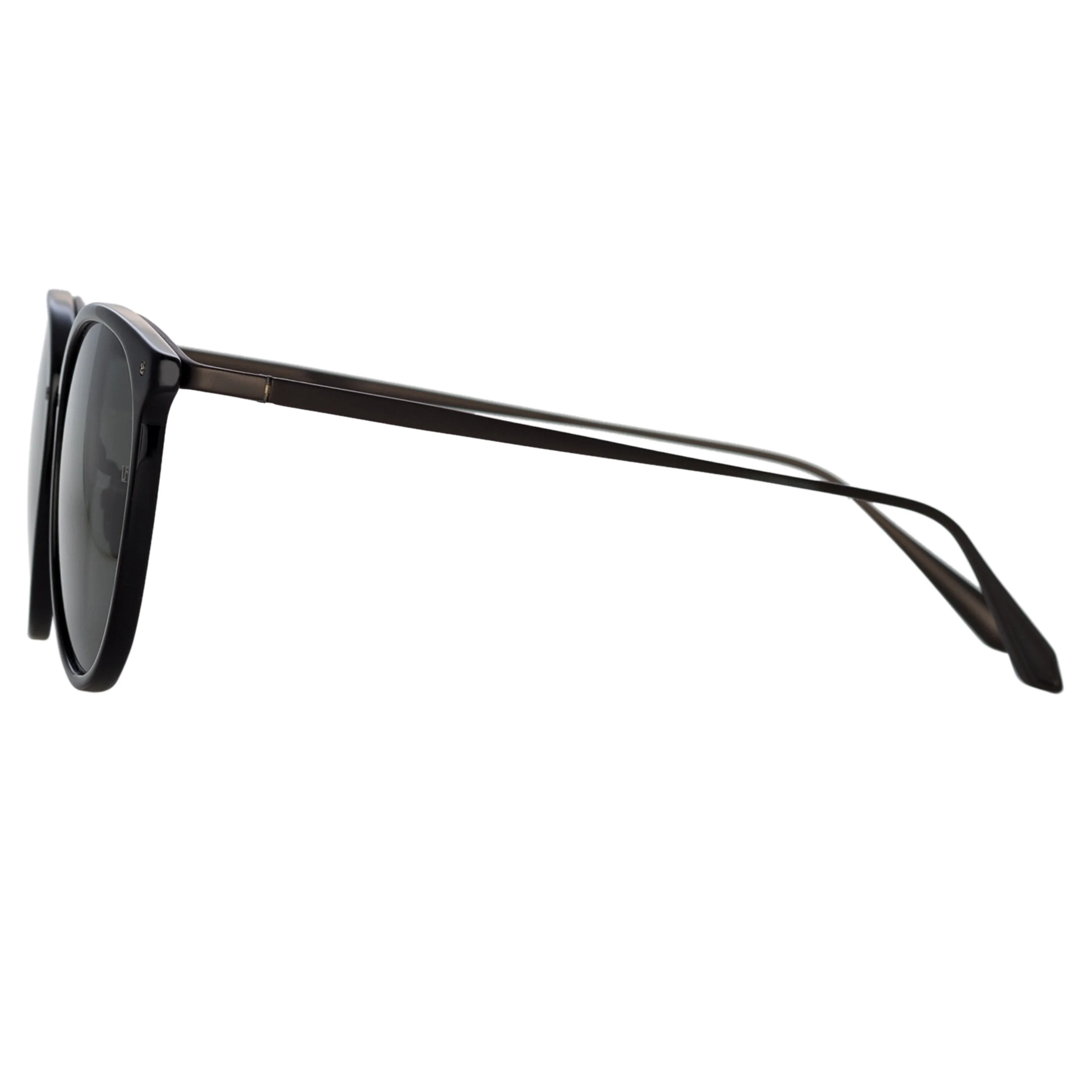 Calthorpe Oval Sunglasses in Black and Matt Nickel sold by Linda Farrow product image thumbnail 4