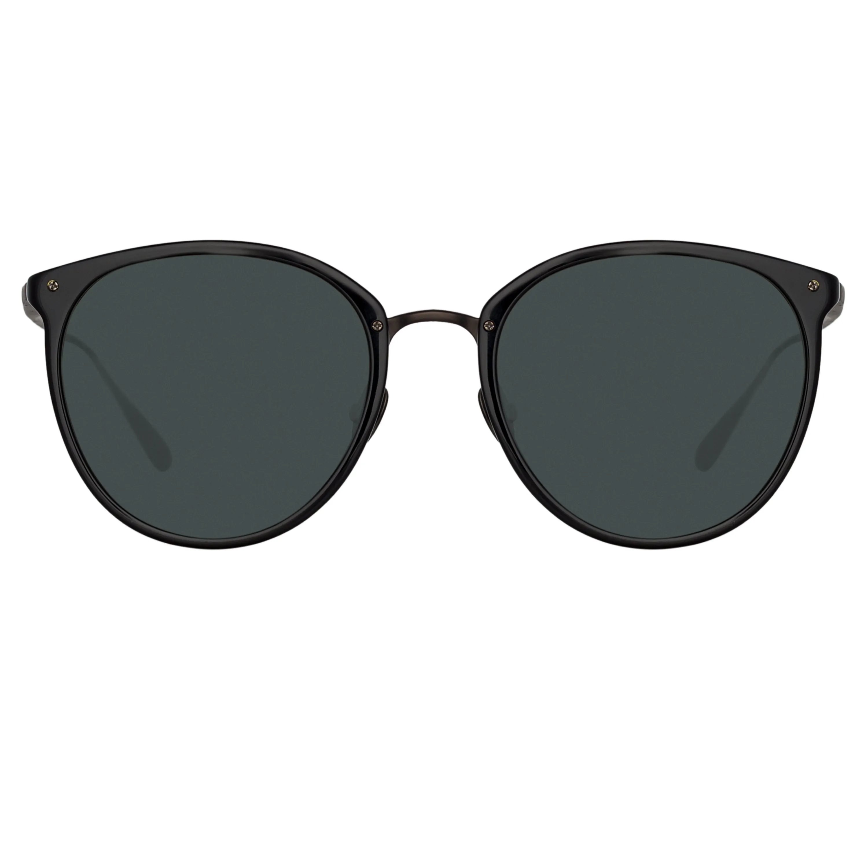 Calthorpe Oval Sunglasses in Black and Matt Nickel sold by Linda Farrow product image thumbnail 2