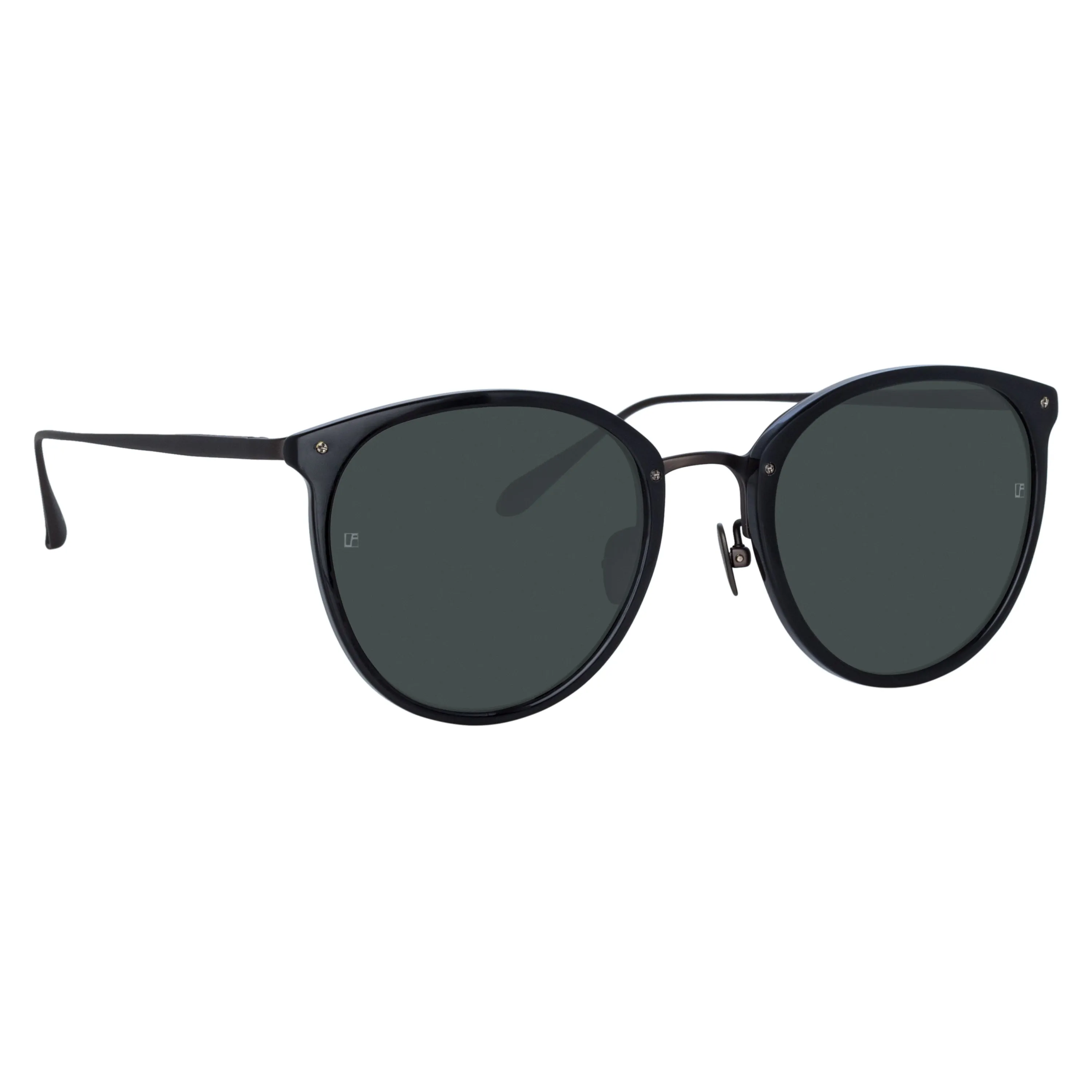 Calthorpe Oval Sunglasses in Black and Matt Nickel sold by Linda Farrow product image thumbnail 3