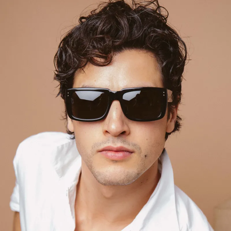 Morrison Rectangular Sunglasses in Black sold by Linda Farrow