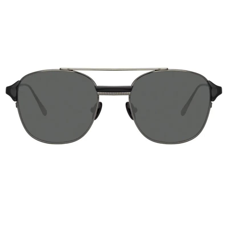 Reed Square Sunglasses in Nickel sold by Linda Farrow