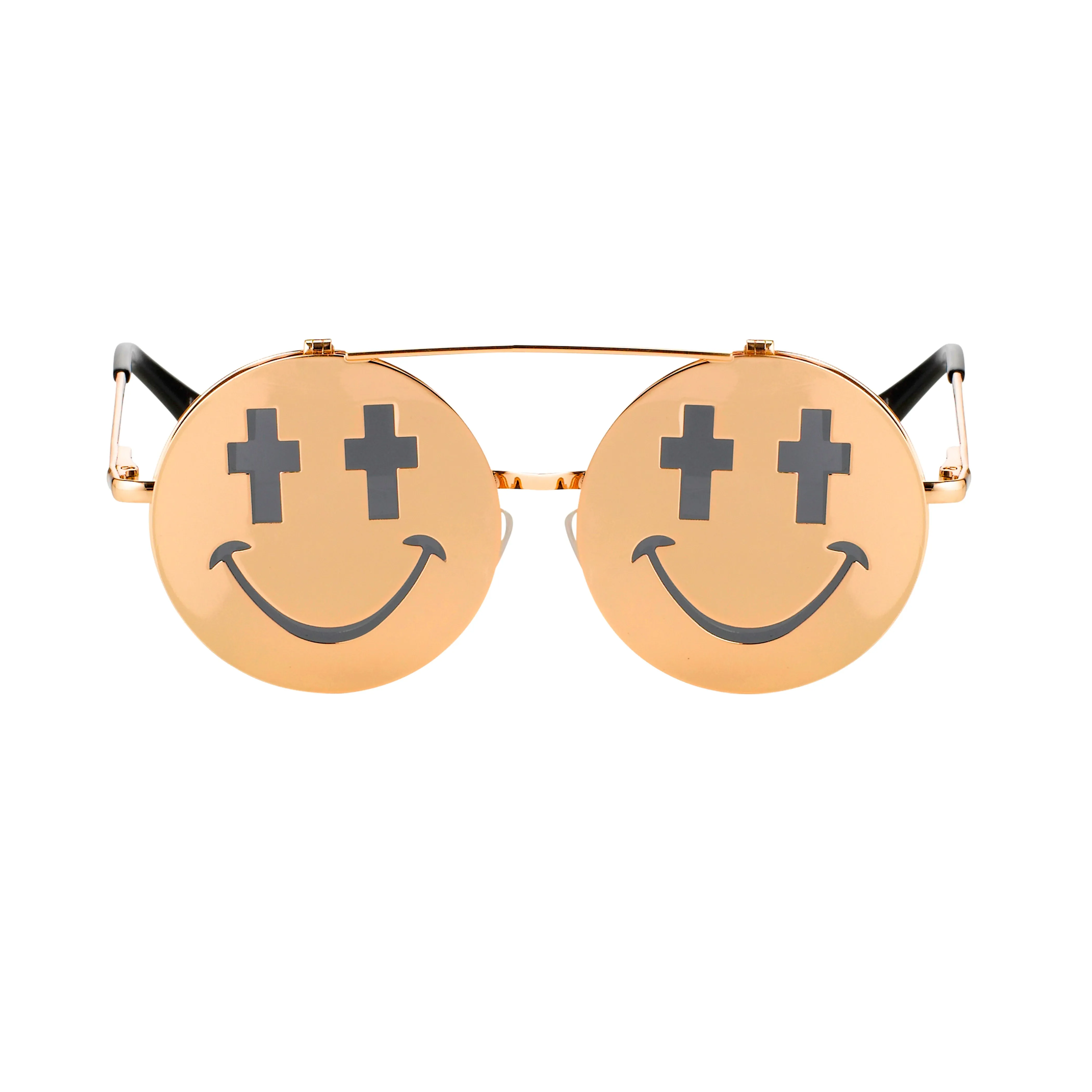 Jeremy Scott Smile Sunglasses in Gold sold by Linda Farrow
