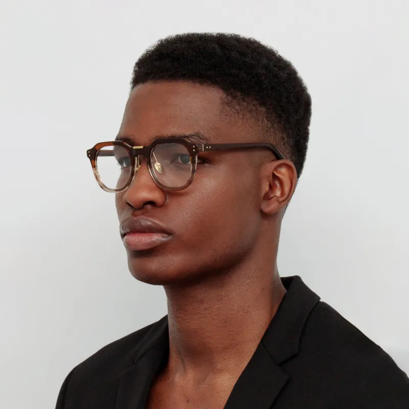 Men's Fletcher Angular Optical Frame in Caramel Horn made by Linda Farrow