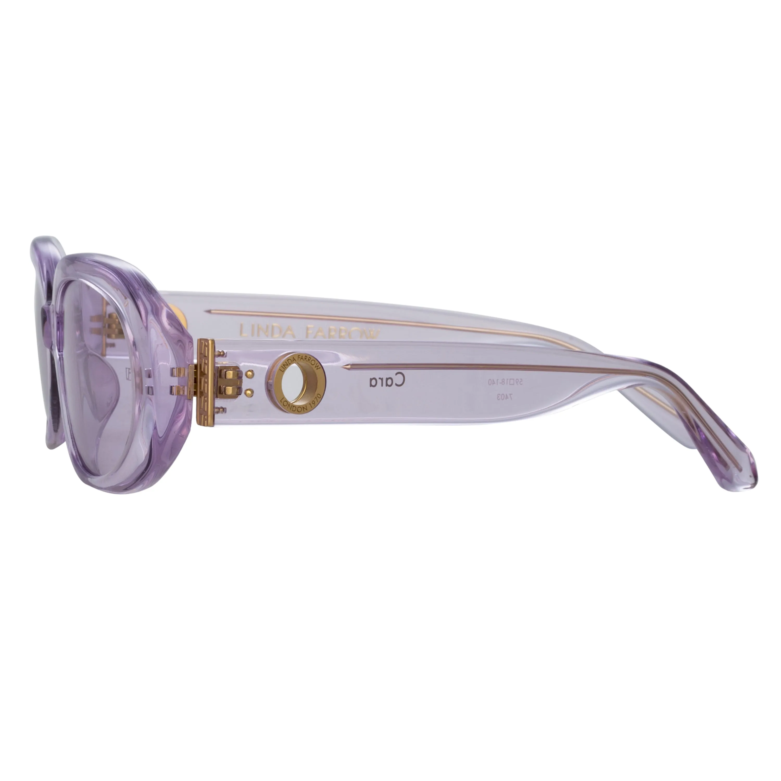 Cara Oval Sunglasses in Lilac sold by Linda Farrow product image thumbnail 3