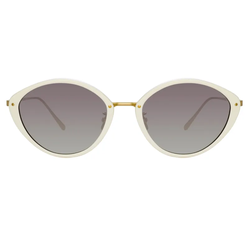 Lucy Cat Eye Sunglasses in White sold by Linda Farrow