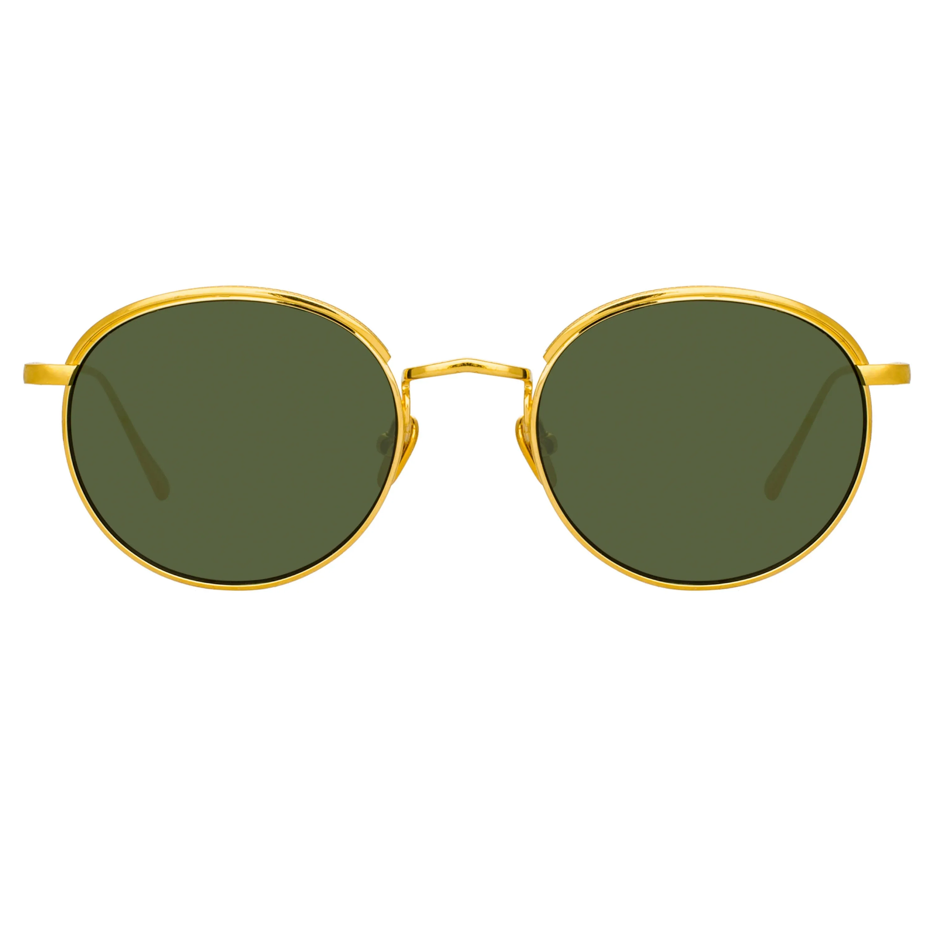 Marlon Oval Sunglasses in Yellow Gold and Green sold by Linda Farrow product image thumbnail 2
