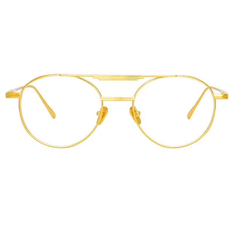 Lou Oval Optical Frame in Yellow Gold sold by Linda Farrow
