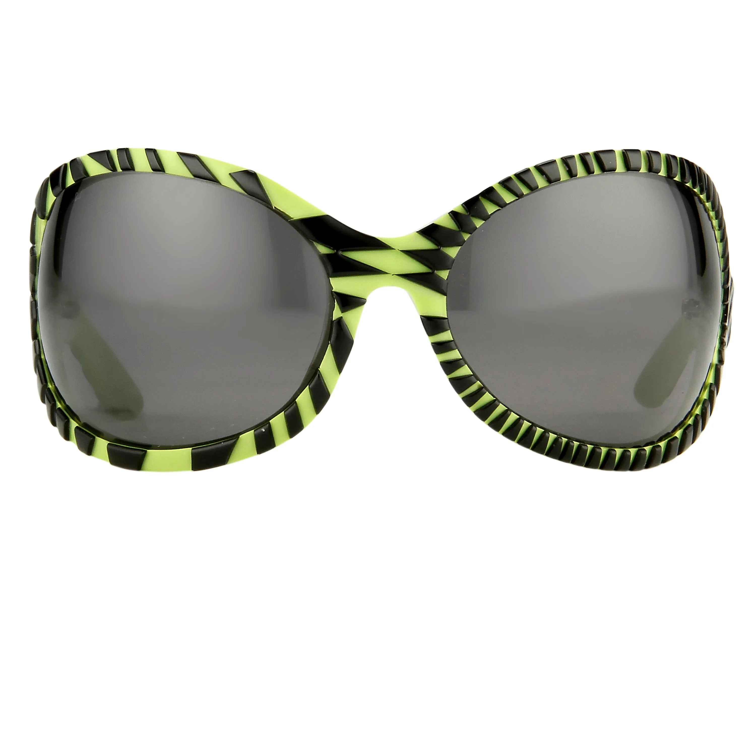 Jeremy Scott Wrap Sunglasses in Black and Green sold by Linda Farrow