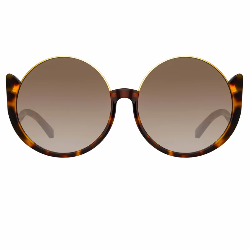 Florence Round Sunglasses in Tortoiseshell sold by Linda Farrow