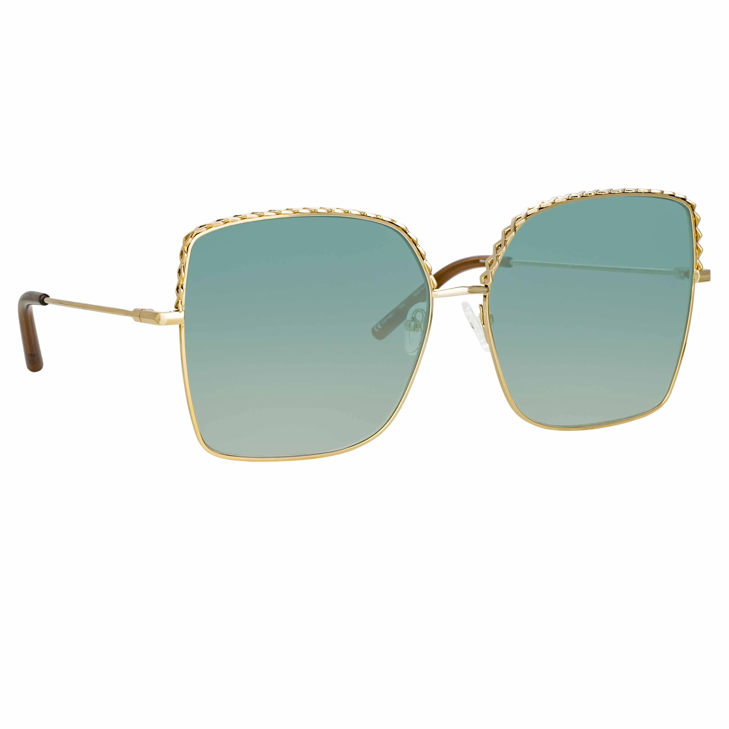 Matthew Williamson Clematis Sunglasses in Light Gold and Green sold by Linda Farrow