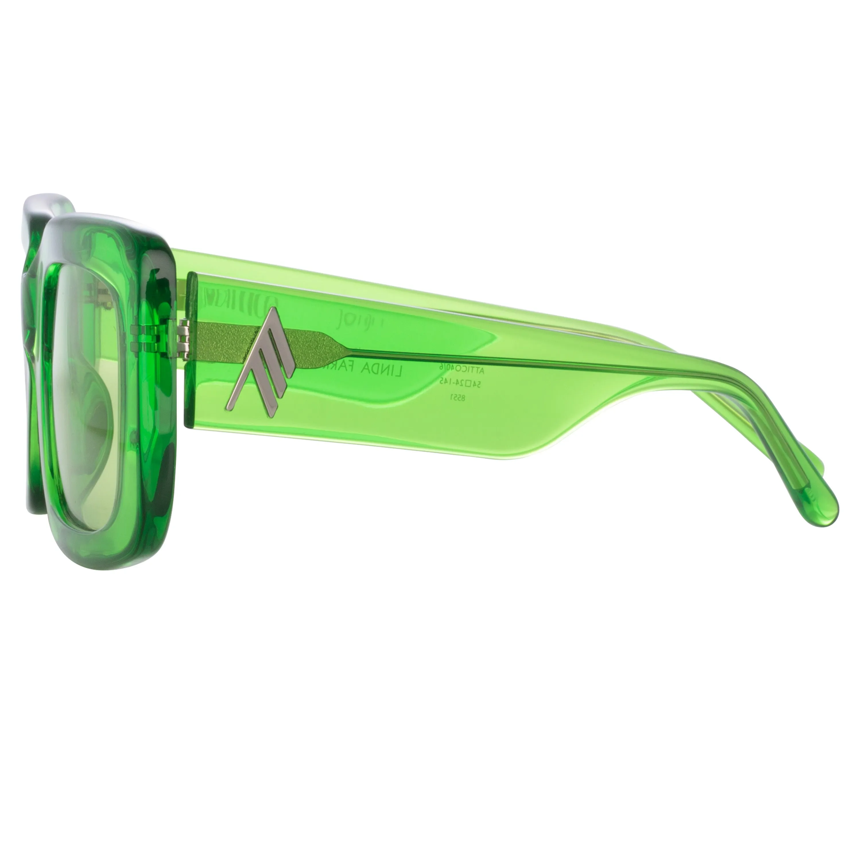The Attico Jorja Rectangular Sunglasses in Green sold by Linda Farrow product image thumbnail 3