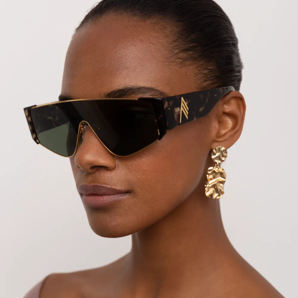 The Attico Carlijn Shield Sunglasses in Tortoiseshell sold by Linda Farrow