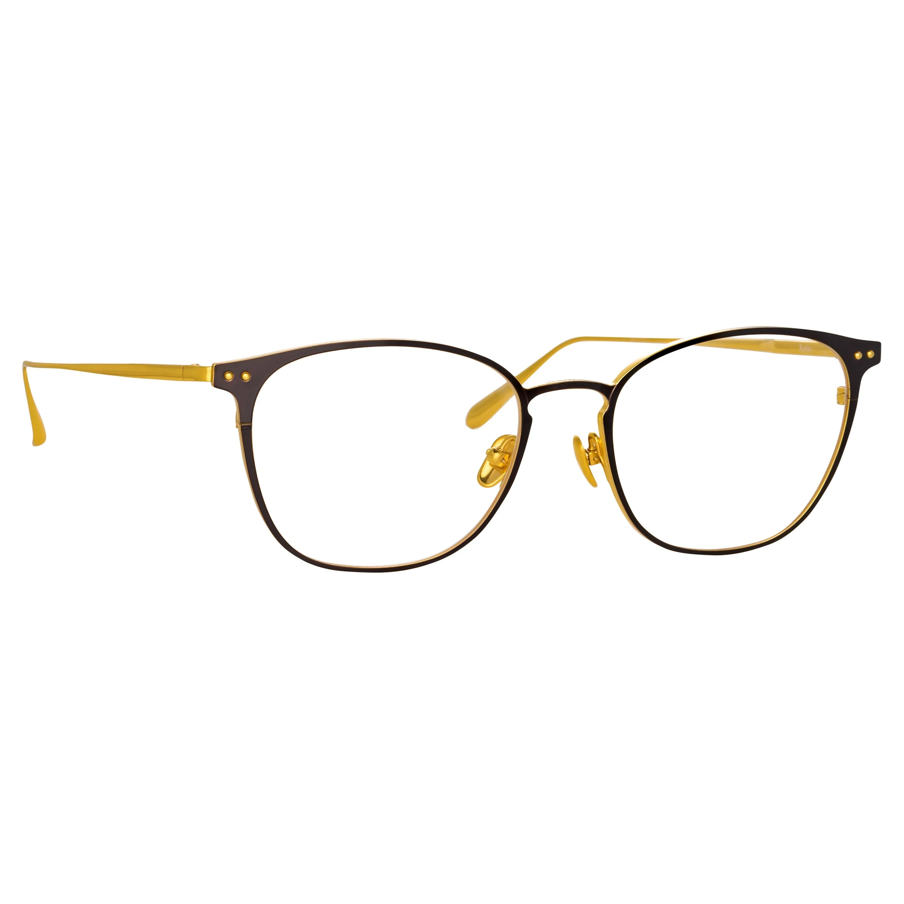 Xate Rectangular Optical Frame in Black and Yellow Gold sold by Linda Farrow product image thumbnail 4