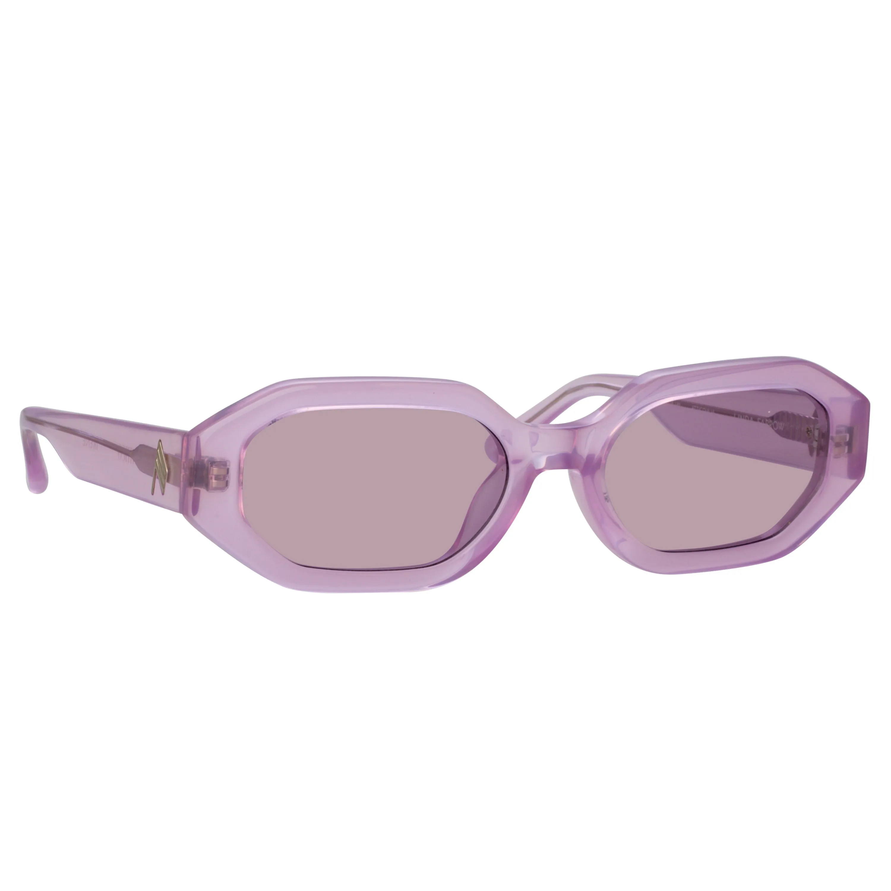 The Attico Irene Angular Sunglasses in Pink sold by Linda Farrow