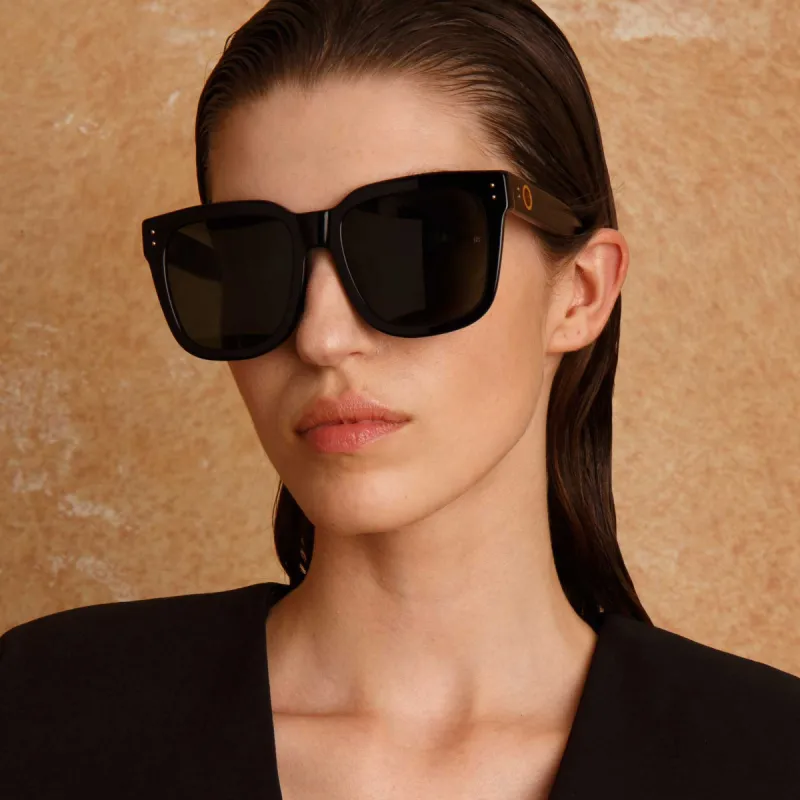 The Freya | Square Sunglasses in Black made by Linda Farrow