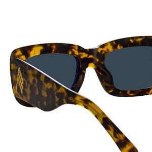 The Attico Marfa Rectangular Sunglasses in Tortoiseshell and Green sold by Linda Farrow