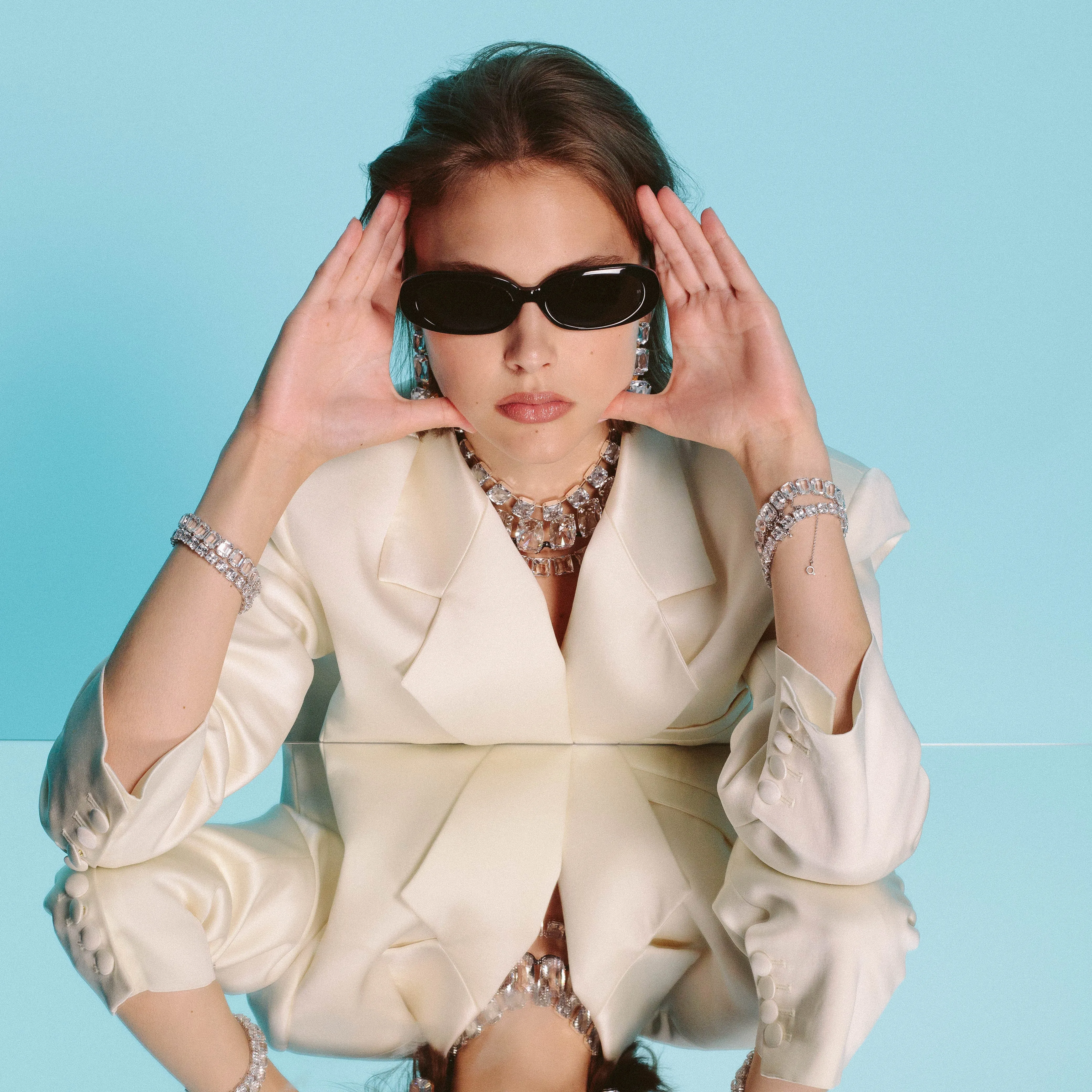 Cara Oval Sunglasses in Black sold by Linda Farrow product image thumbnail 2