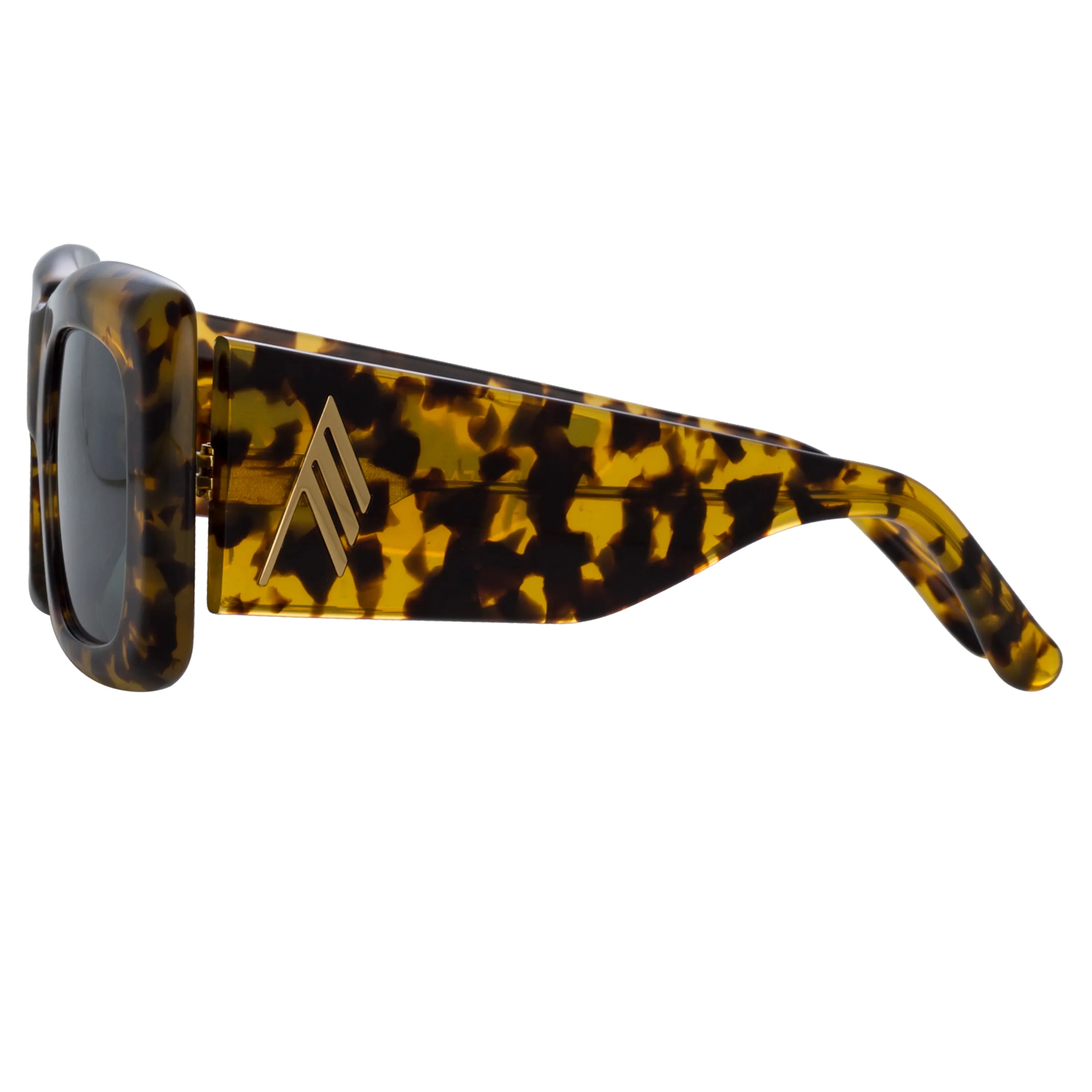 The Attico Marfa Rectangular Sunglasses in Tortoiseshell and Green sold by Linda Farrow product image thumbnail 3