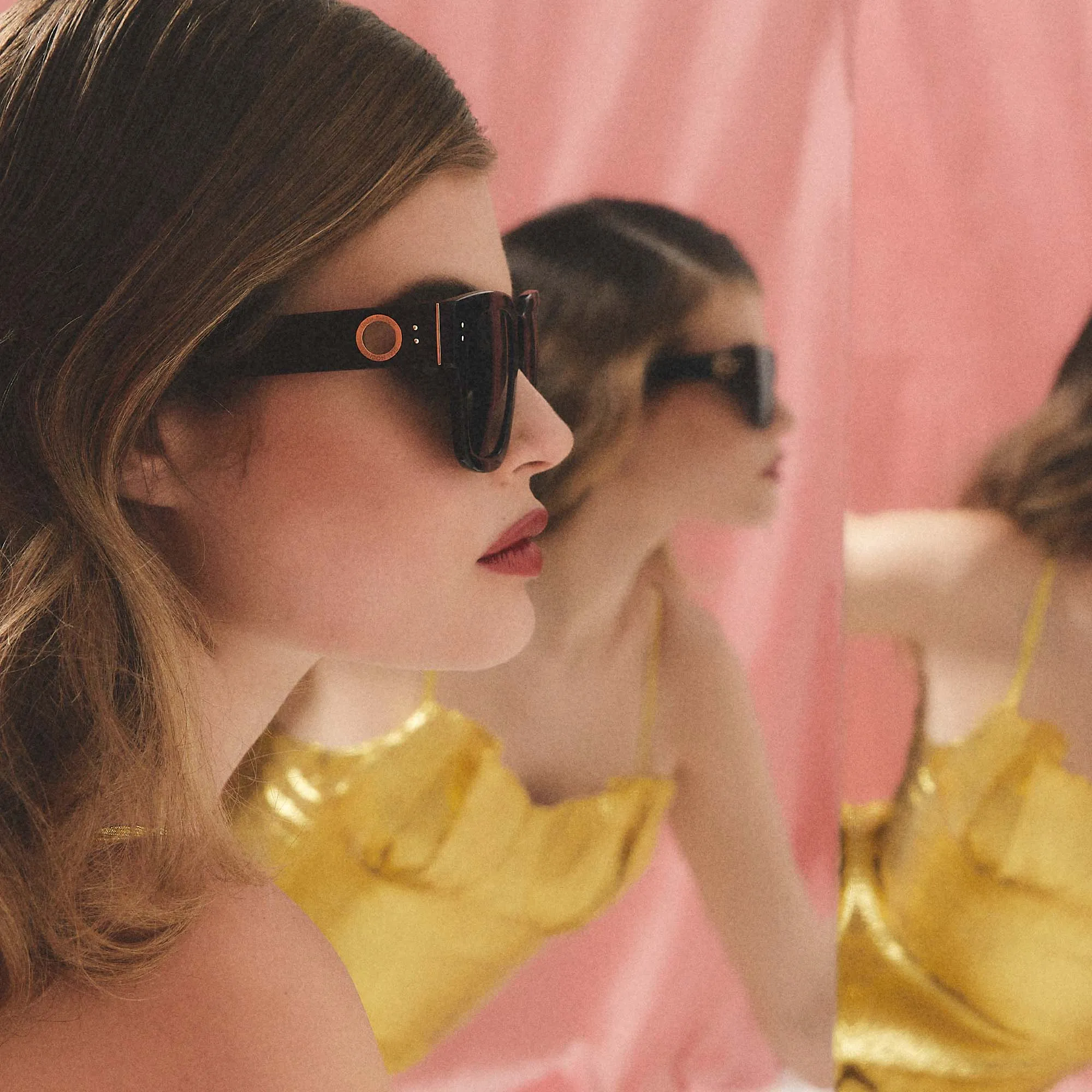 Amber D-Frame Sunglasses in Black sold by Linda Farrow