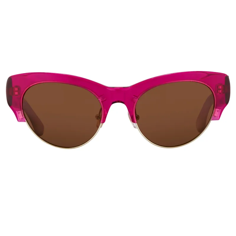 Dries Van Note Cat Eye Sunglasses in Fucshia sold by Linda Farrow