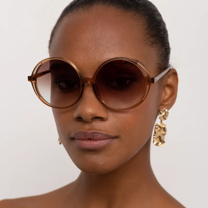 Bianca Round Sunglasses in Brown sold by Linda Farrow