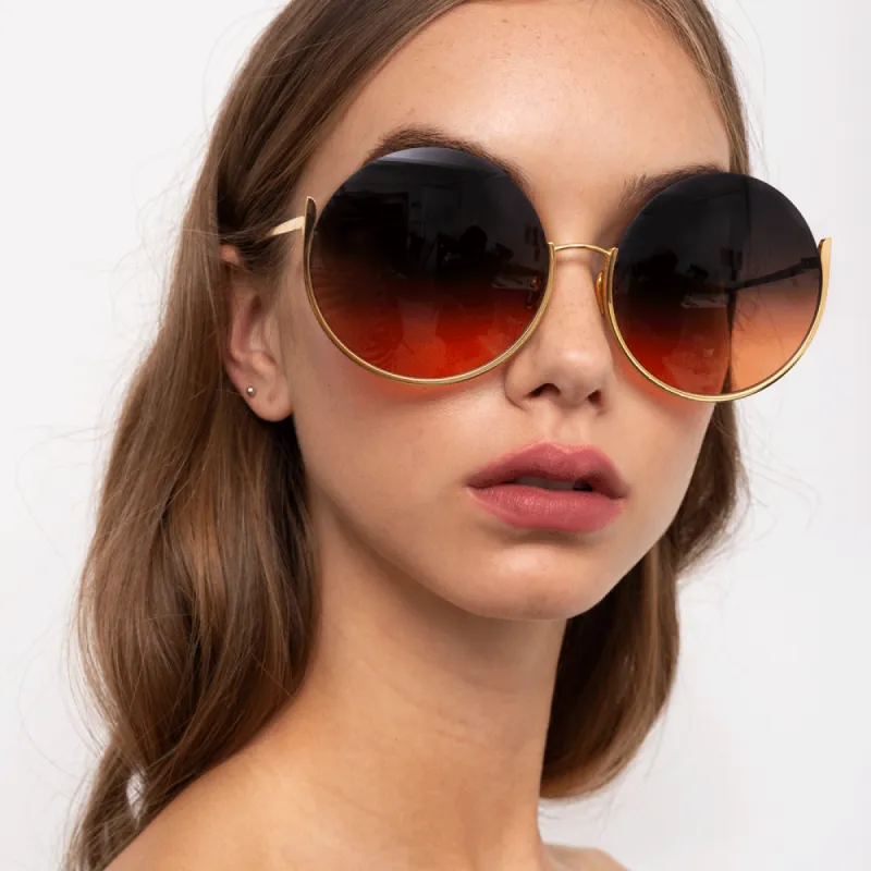 Olivia Round Sunglasses in Light Gold sold by Linda Farrow