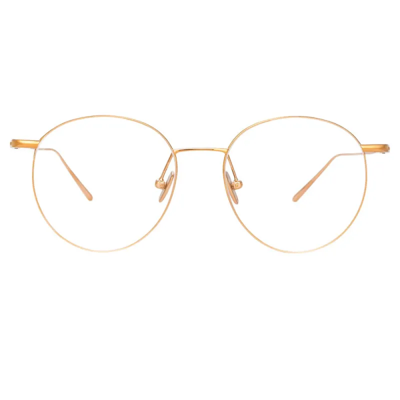 Foster Oval Optical Frame in Rose Gold sold by Linda Farrow