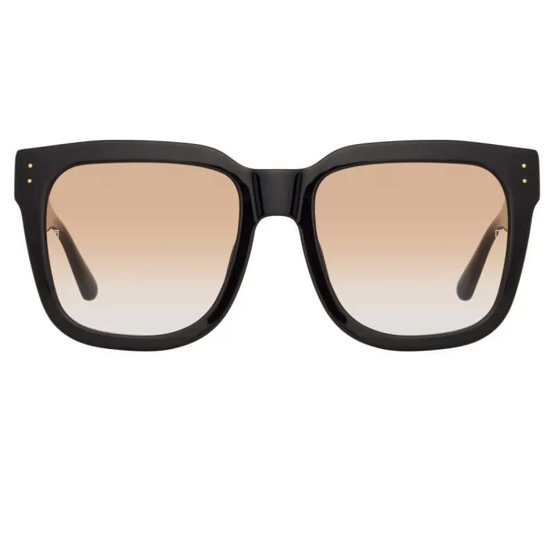 Freya D-Frame Sunglasses in Black and Camel made by Linda Farrow