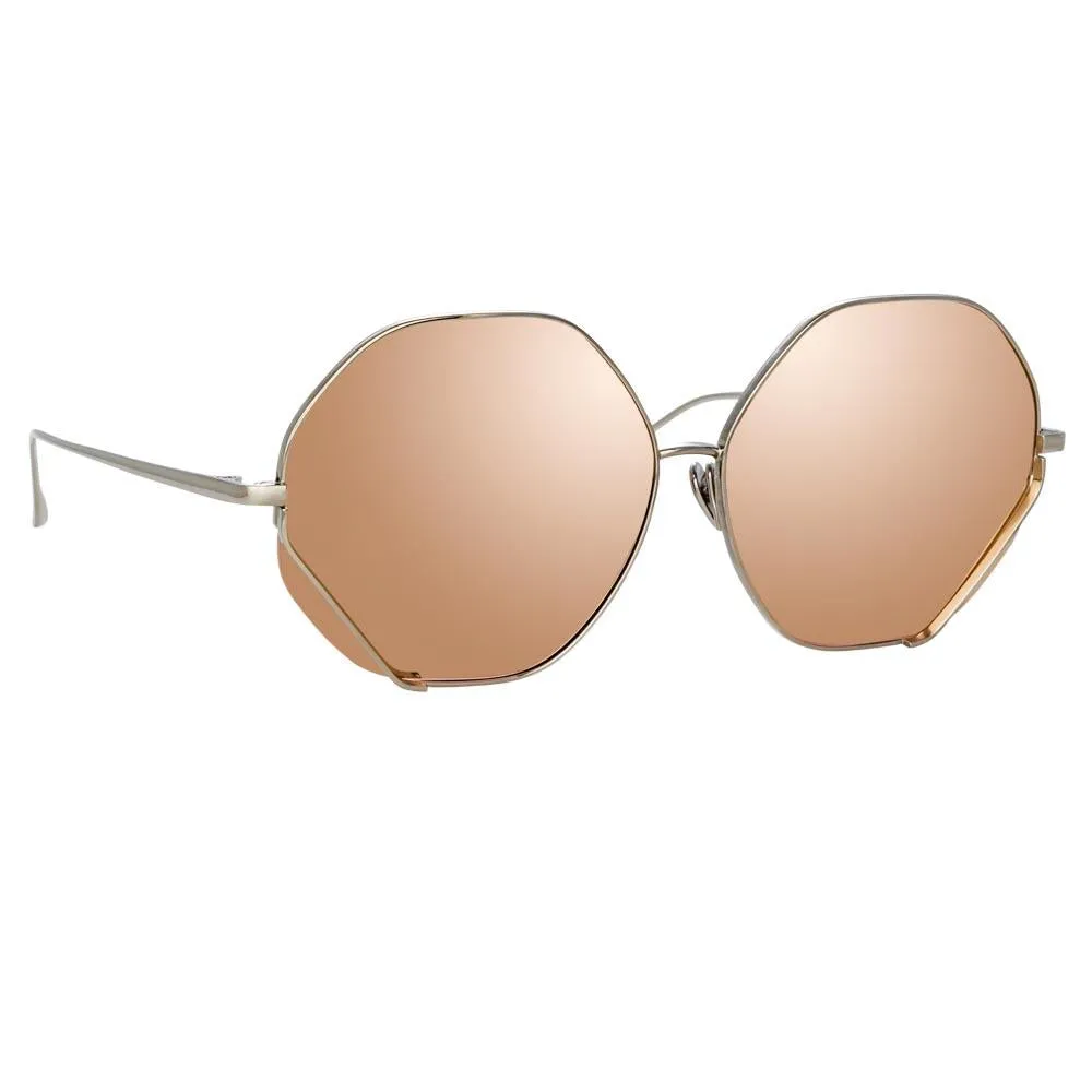 Fawcet Hexagon Sunglasses in White Gold sold by Linda Farrow product image thumbnail 2