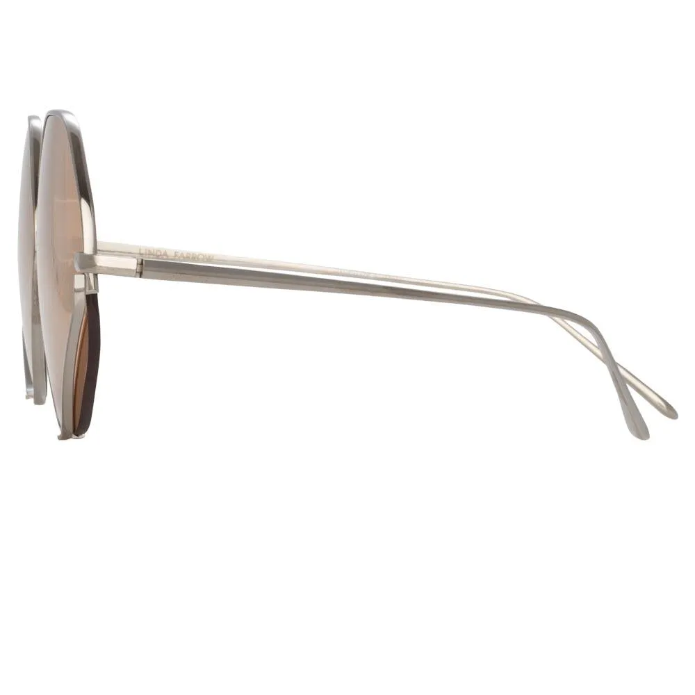 Fawcet Hexagon Sunglasses in White Gold sold by Linda Farrow product image thumbnail 3