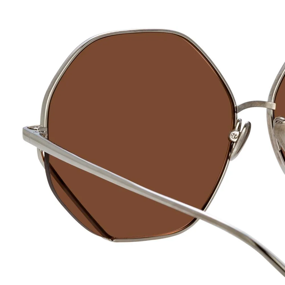Fawcet Hexagon Sunglasses in White Gold sold by Linda Farrow product image thumbnail 4