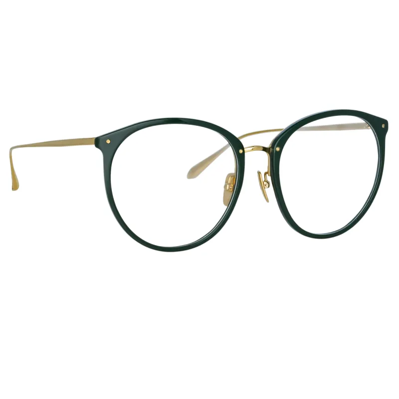 Kings Oval Optical Frame in Green sold by Linda Farrow