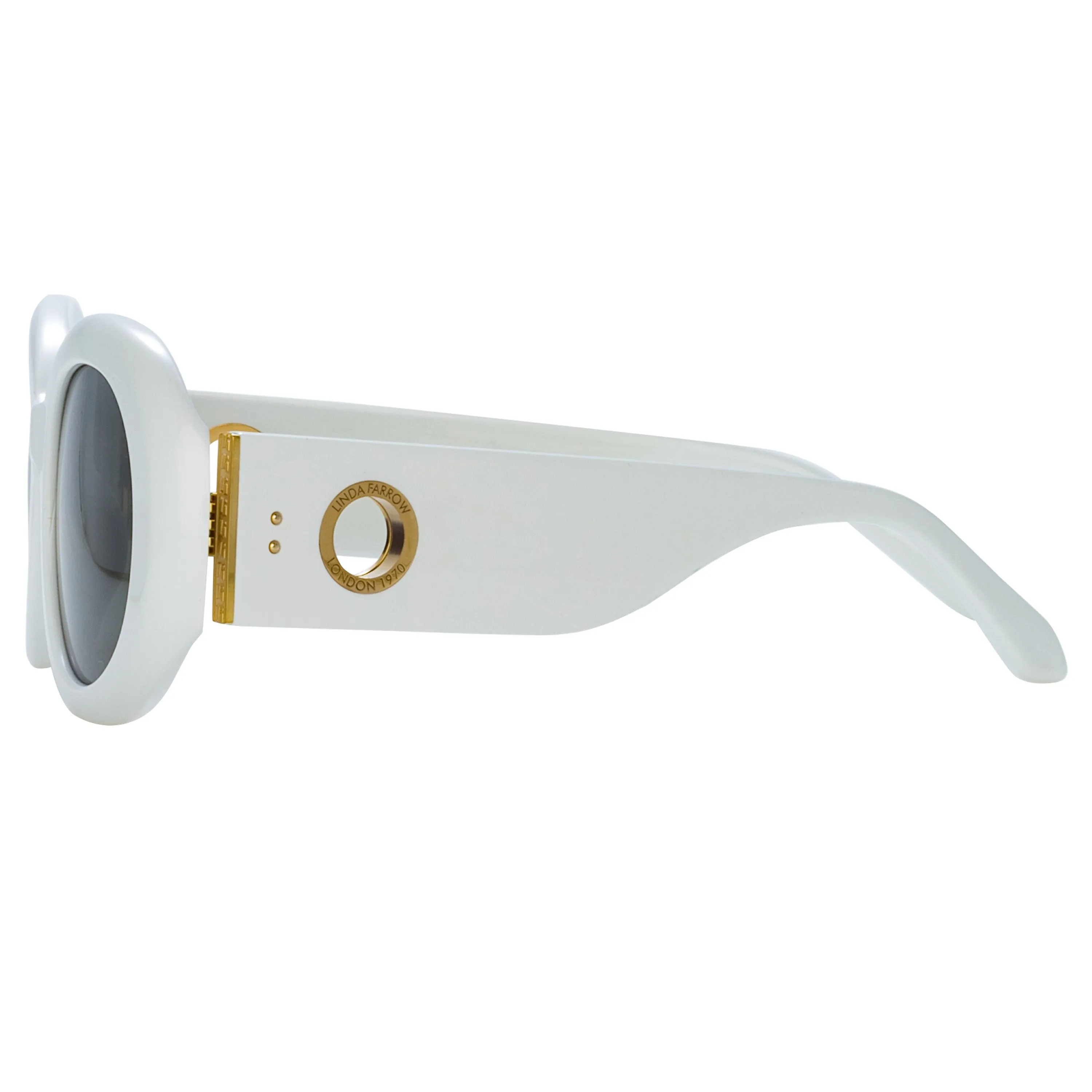 Lina Oval Sunglasses in White sold by Linda Farrow product image thumbnail 4