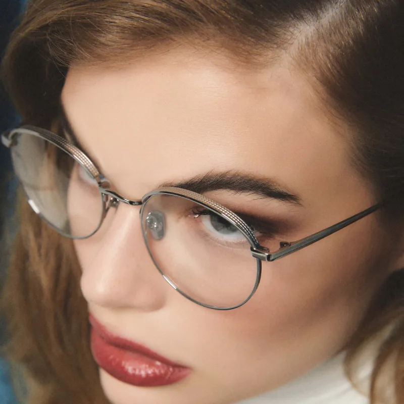 Marlon Oval Optical Frame in White Gold sold by Linda Farrow