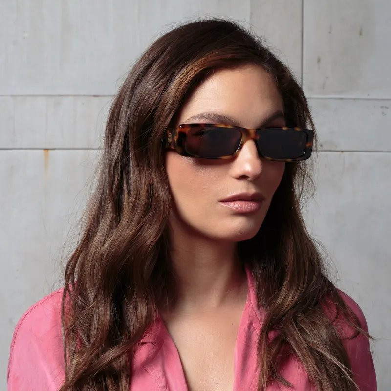 Dania Rectangular Sunglasses in Tortoiseshell sold by Linda Farrow
