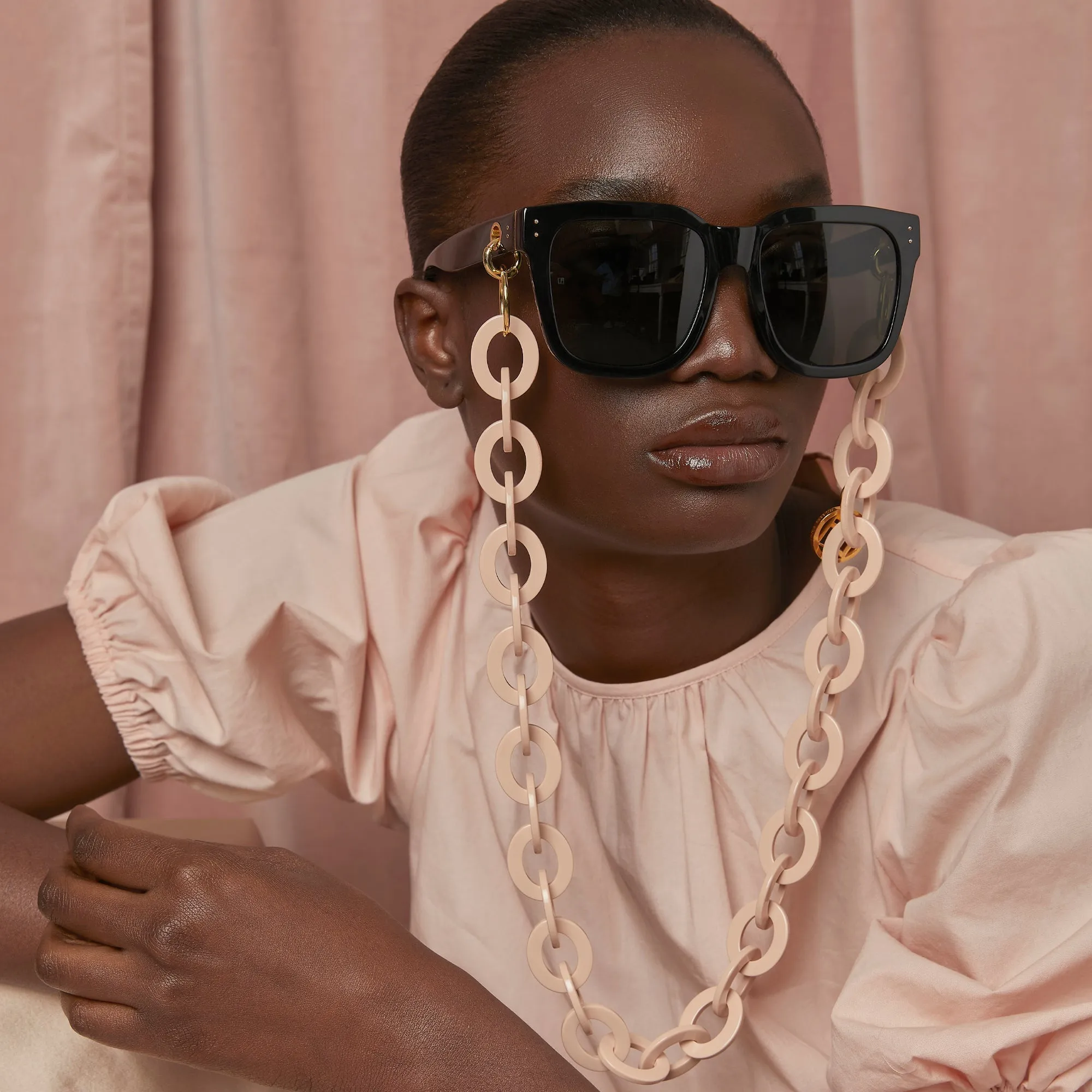 Freya Square Sunglasses in Cream and Black sold by Linda Farrow product image thumbnail 5