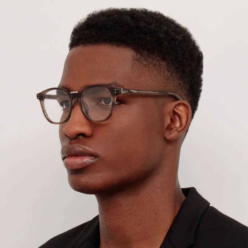 Powell Optical D-Frame in Grey Horn (Asian Fit) sold by Linda Farrow