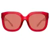 The Attico Zoe Oversized Sunglasses in Red sold by Linda Farrow