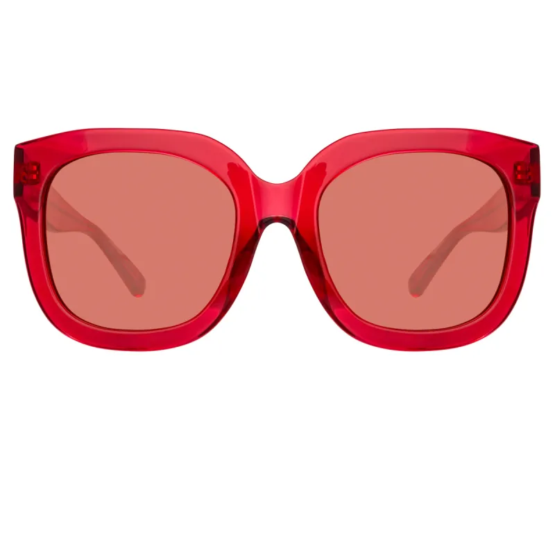 The Attico Zoe Oversized Sunglasses in Red sold by Linda Farrow