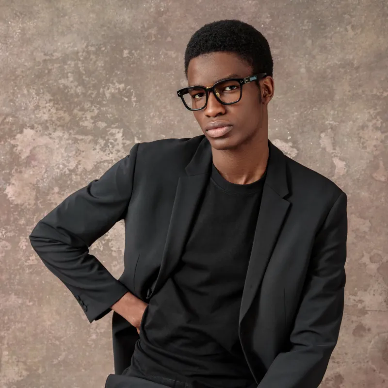 Men's Cedric  Rectangular Optical Frames in Black (Asian Fit) sold by Linda Farrow